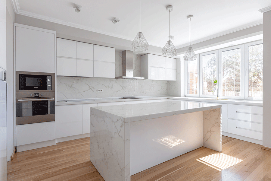 spotless and gorgeous modern white kitchen ready for move in or out